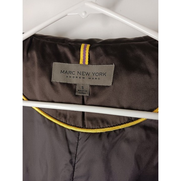 Andrew Marc Down Puffer Jacket Brown Shiny Softshell Zippers Size Small - Picture 7 of 10